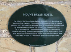 Mount Bryan Hotel Plaque