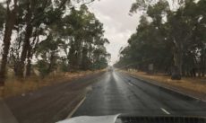 Road driving in the rain