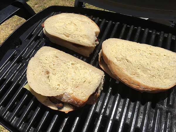 Place the complete sandwiches on the grill.